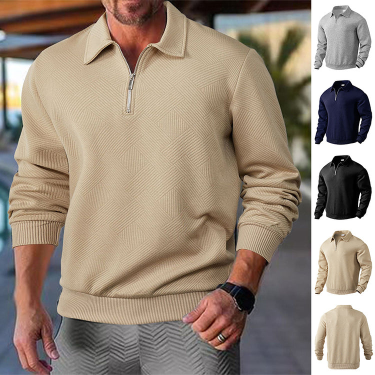 Trendy Jacquard Half-Zipper Sweatshirt – Urban Men's Style