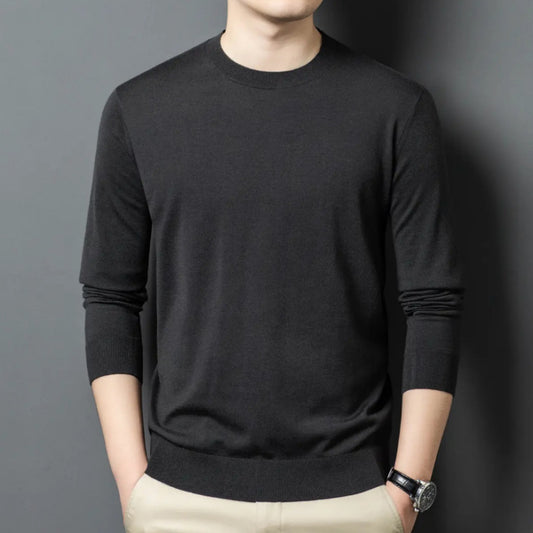 Cozy Round-Neck Wool-Silk Pullover – Winter Men’s Sweater