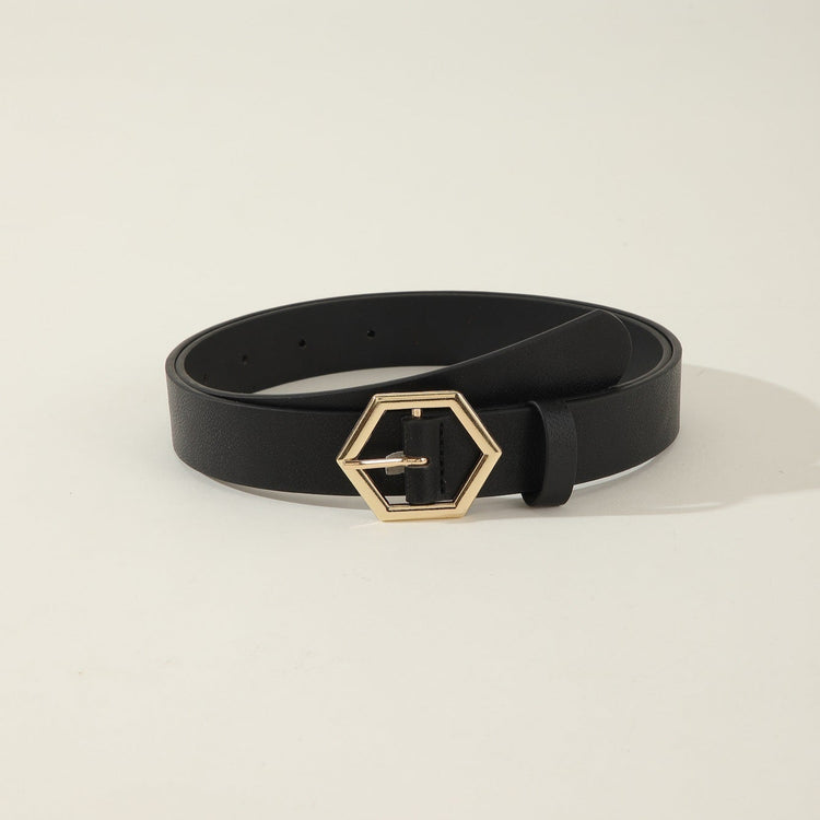 Women's Hexagonal Star Belt – PU Leather, All-Match Style