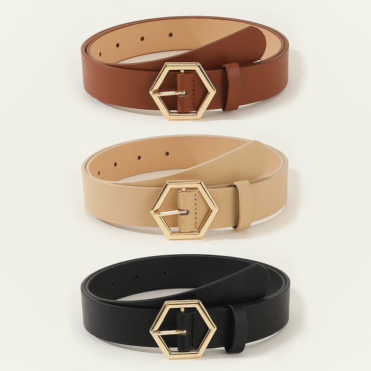 Women's Hexagonal Star Belt – PU Leather, All-Match Style