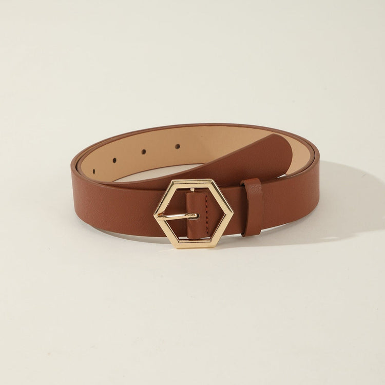 Women's Hexagonal Star Belt – PU Leather, All-Match Style