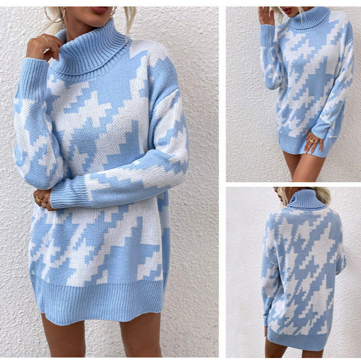 Contrast Lapel Mid-Length Sweater – Cozy Thick Knit