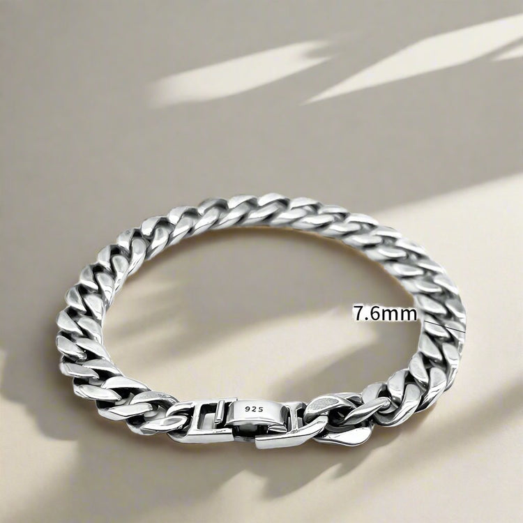 Unisex Sterling Silver Cuban Link Chain Bracelet - Timeless Style