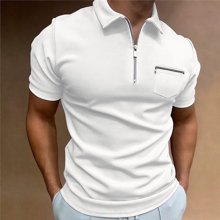 Summer Men's Solid Color Lapel T-Shirt - Stylish and Comfortable