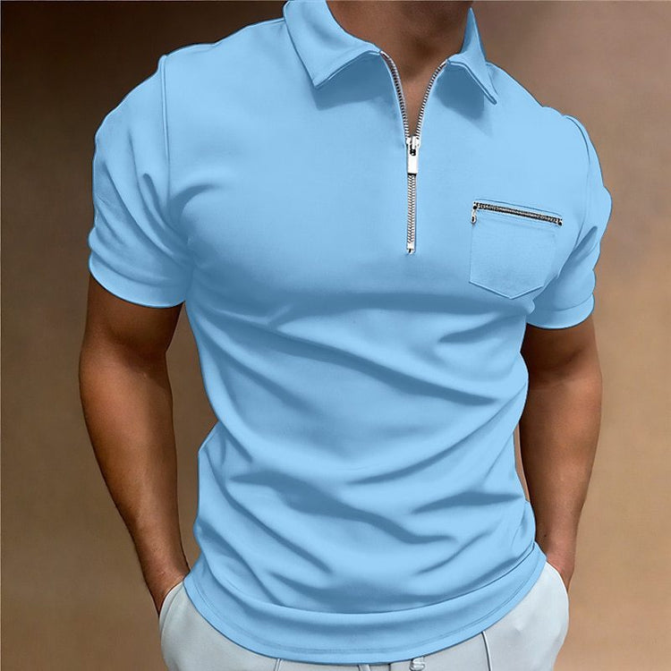 Summer Men's Solid Color Lapel T-Shirt - Stylish and Comfortable