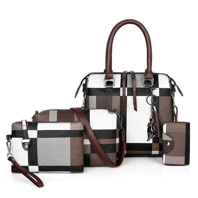 Plaid PU Shoulder & Crossbody Bag – Tassel Design