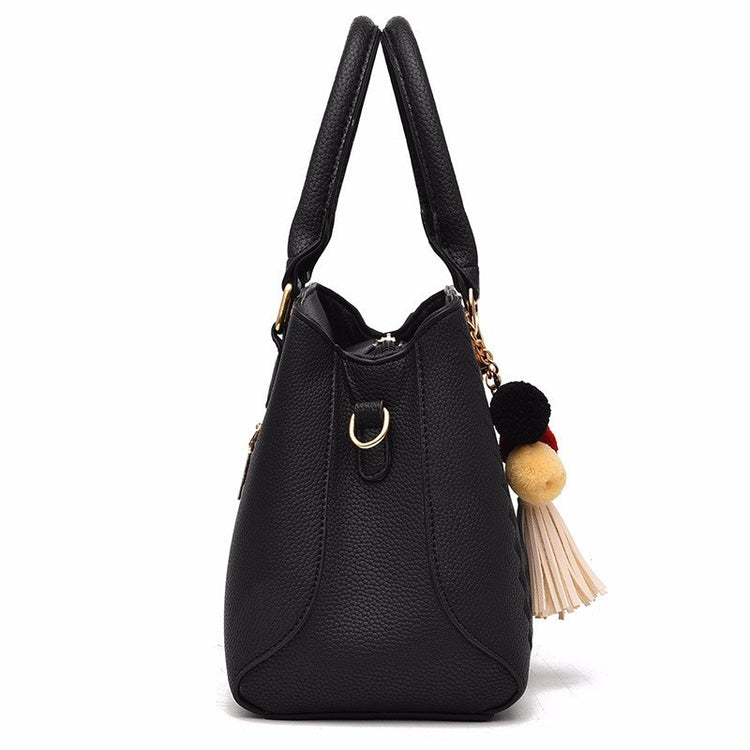 PU Leather Top-Handle Handbag – Multi-Pocket Tote