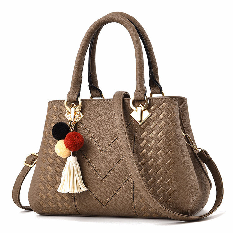 PU Leather Top-Handle Handbag – Multi-Pocket Tote