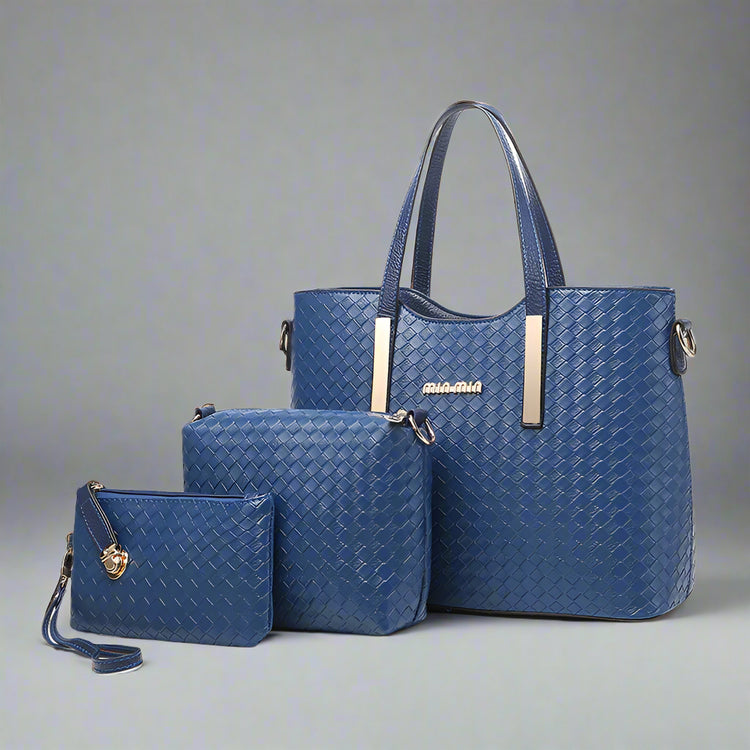 3-Piece PU Handbag Set – Tote, Crossbody & Wallet