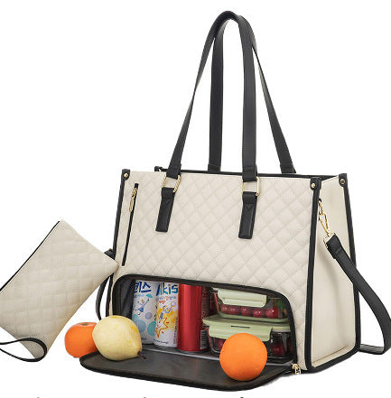 2-in-1 Lunch & Laptop Tote – Stylish Quilted Women's Bag