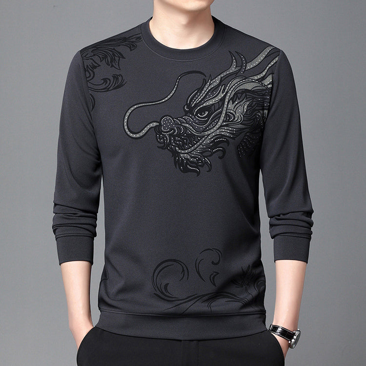 Men's Round Neck Flocking Casual T-Shirt - Thick and Stylish Pullover