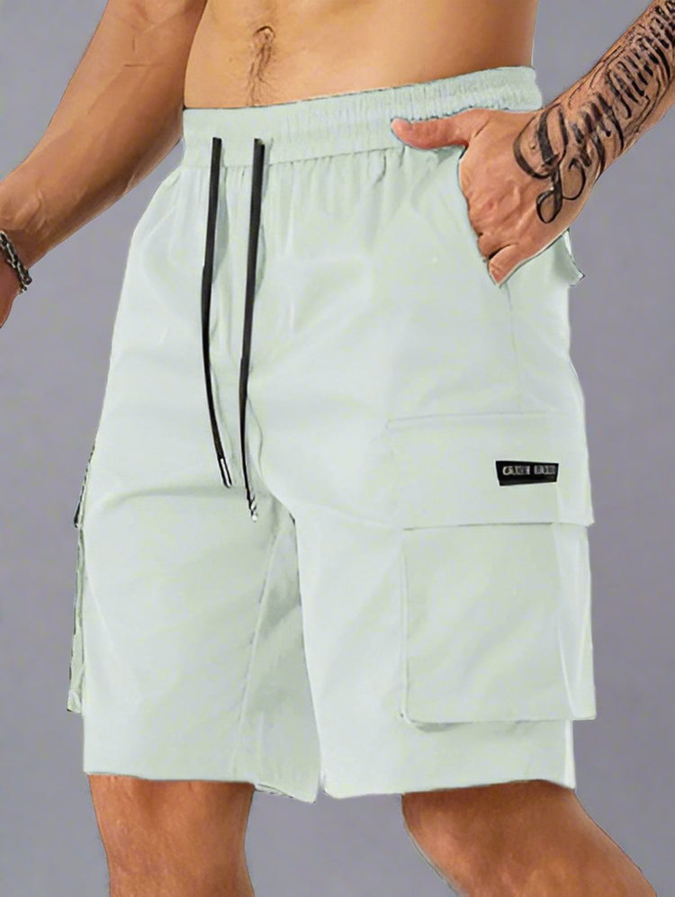 Versatile Men's Multi-Pocket Work Shorts - Drawstring Waist