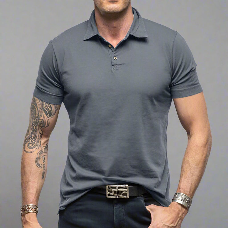 Classic Men's Solid Color Polo Shirt - Combed Cotton Comfort