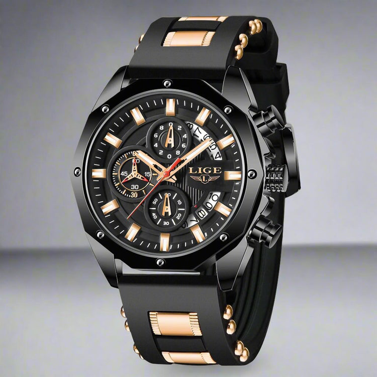 Men's Luxury Waterproof Silicone Sport Watch - Quartz Chronograph