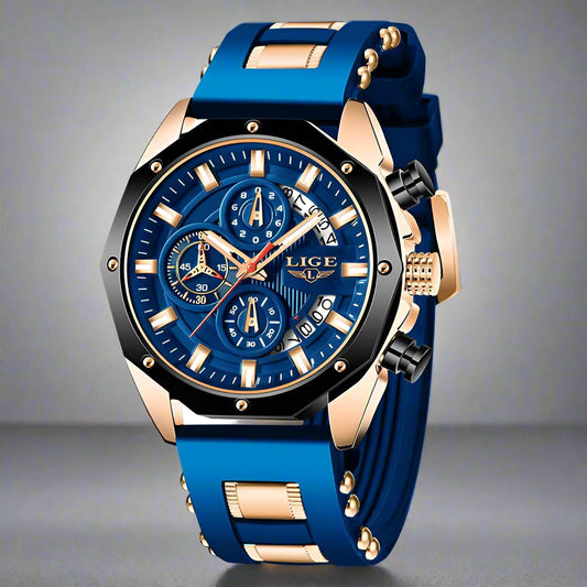 Men's Luxury Waterproof Silicone Sport Watch - Quartz Chronograph