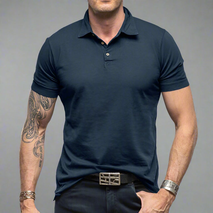 Classic Men's Solid Color Polo Shirt - Combed Cotton Comfort