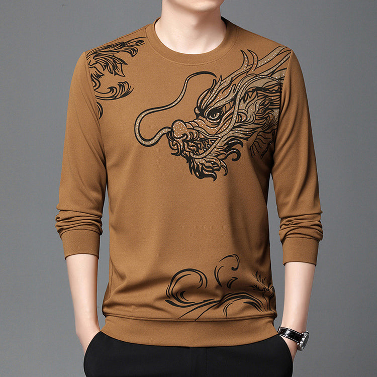 Men's Round Neck Flocking Casual T-Shirt - Thick and Stylish Pullover