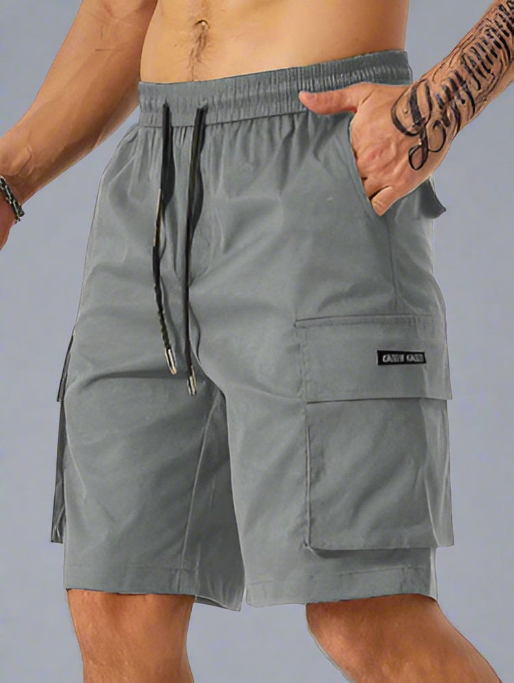 Versatile Men's Multi-Pocket Work Shorts - Drawstring Waist