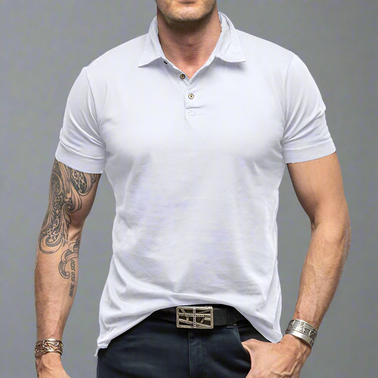 Classic Men's Solid Color Polo Shirt - Combed Cotton Comfort