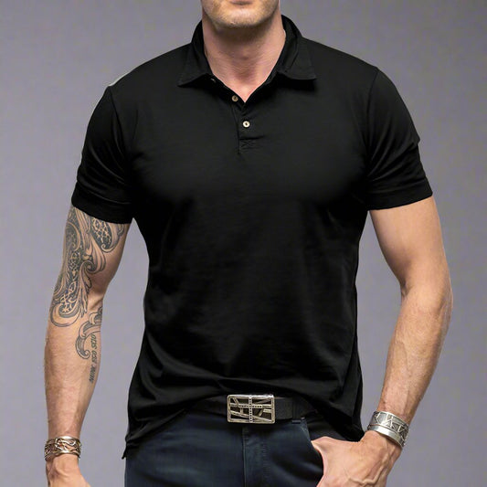 Classic Men's Solid Color Polo Shirt - Combed Cotton Comfort