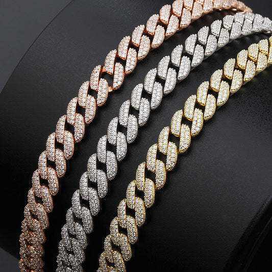 S925 Silver Diamond Cuban Zircon Bracelet - Hip Hop Style