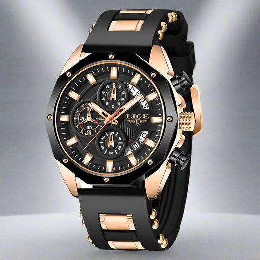 Men's Luxury Waterproof Silicone Sport Watch - Quartz Chronograph