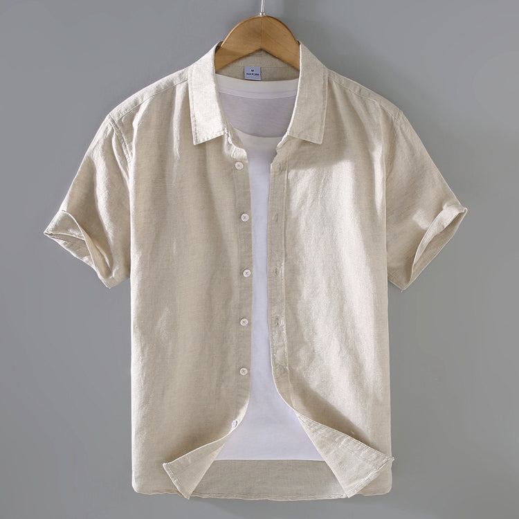 Men's Linen Short-Sleeved Shirt - Casual, Comfortable & Breathable