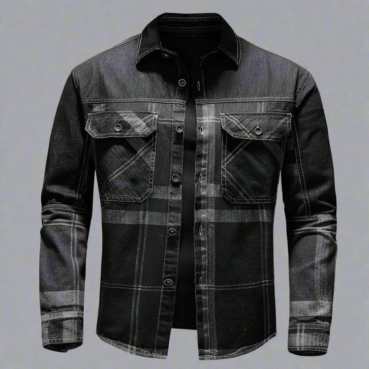 Plaid Denim Shirt for Men - Classic Urban Style