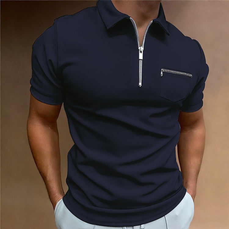 Summer Men's Solid Color Lapel T-Shirt - Stylish and Comfortable