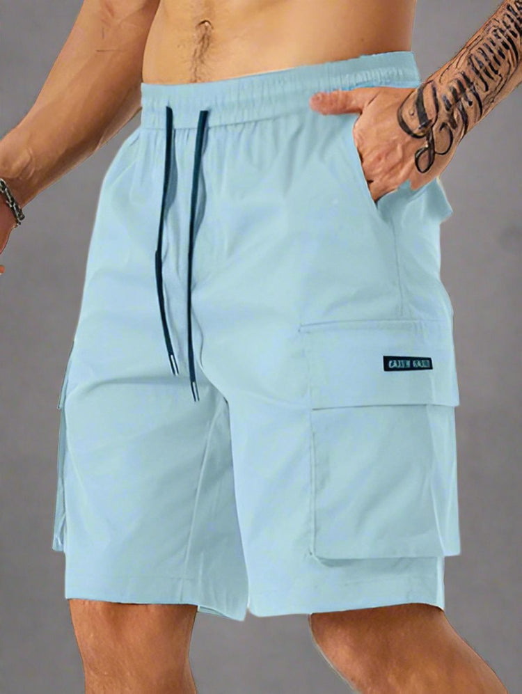 Versatile Men's Multi-Pocket Work Shorts - Drawstring Waist