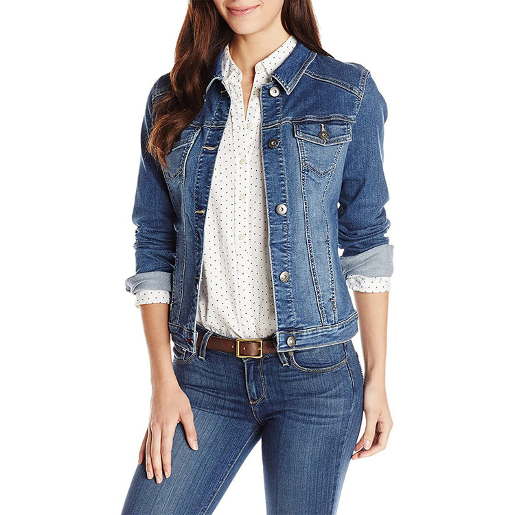 Slim-Fit Denim Coat – Women’s Stylish Cotton Jacket