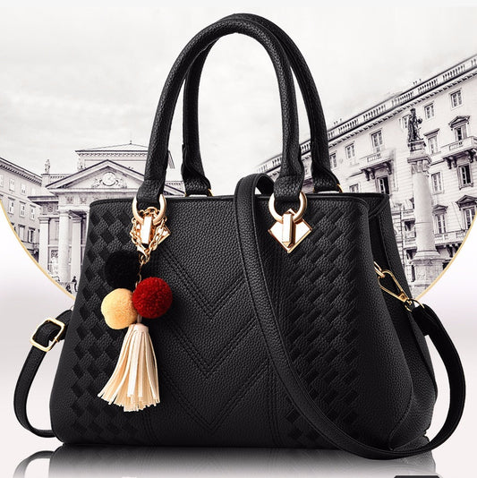 PU Leather Top-Handle Handbag – Multi-Pocket Tote