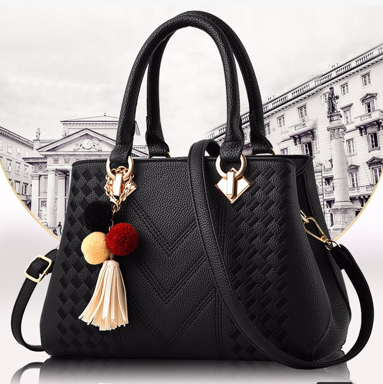 PU Leather Top-Handle Handbag – Multi-Pocket Tote