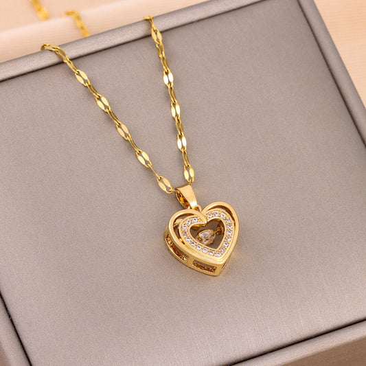 Valentine's Double-Layer Titanium Steel Love Pendant Necklace