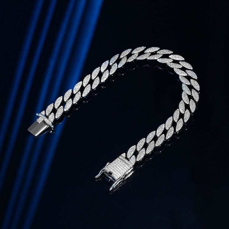 Luxury Sterling Silver Cuban Bracelet with Diamonds for Men