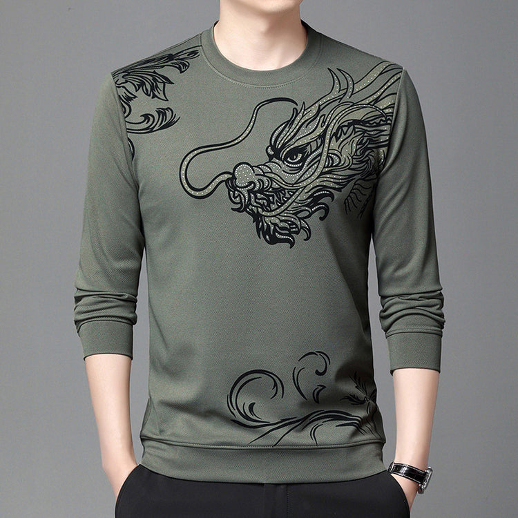 Men's Round Neck Flocking Casual T-Shirt - Thick and Stylish Pullover