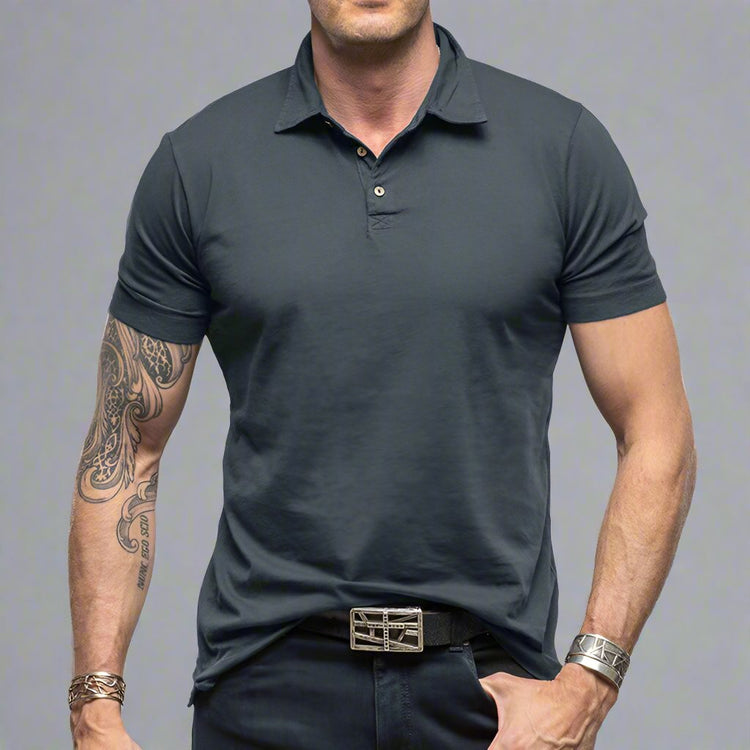 Classic Men's Solid Color Polo Shirt - Combed Cotton Comfort