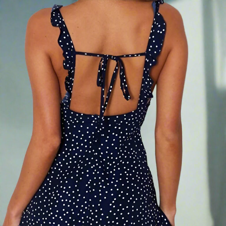 Polka Dot Strappy Sundress – Chic Summer Beach Dress