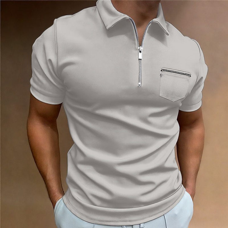 Summer Men's Solid Color Lapel T-Shirt - Stylish and Comfortable