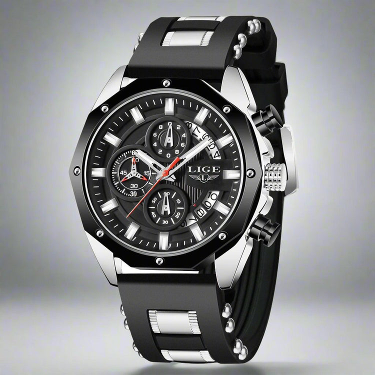 Men's Luxury Waterproof Silicone Sport Watch - Quartz Chronograph