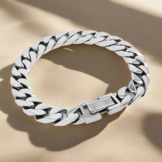 Unisex Sterling Silver Cuban Link Chain Bracelet - Timeless Style