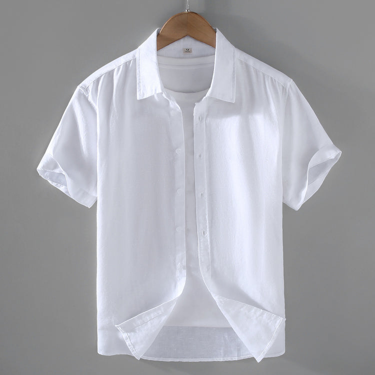 Men's Linen Short-Sleeved Shirt - Casual, Comfortable & Breathable