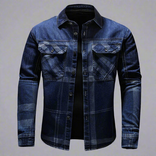 Plaid Denim Shirt for Men - Classic Urban Style